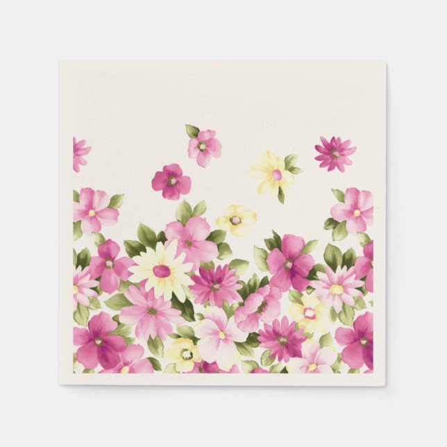 Adorable Colourful Girly Blooming Flowers Napkin (Front)