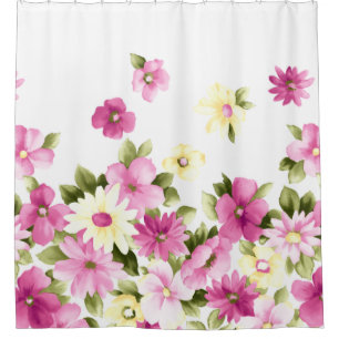 Adorable Colourful Girly Blooming Flowers Shower Curtain
