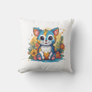 Adorable Colourful Kitten Pillow