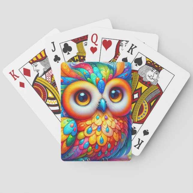 Adorable Colourful Owl Playing Cards (Back)