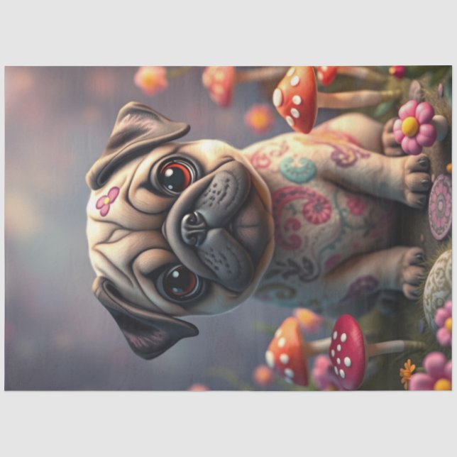 Adorable Colourful Puppy Tissue Paper (Front)