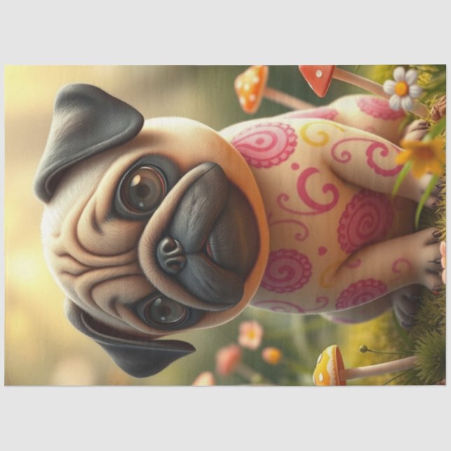 Adorable Colourful Puppy Tissue Paper (Front)