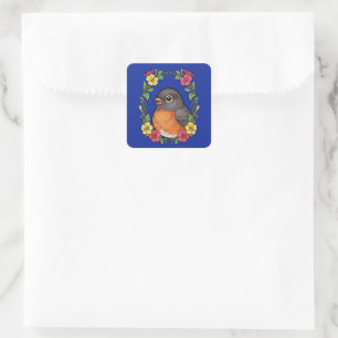 Adorable Connecticut Bird With Mirabilis Square Sticker
