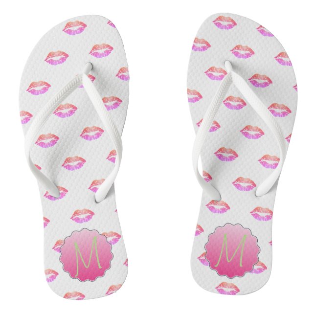 Adorable Cool Glitter Lips  ,Monogram Flip Flops (Footbed)