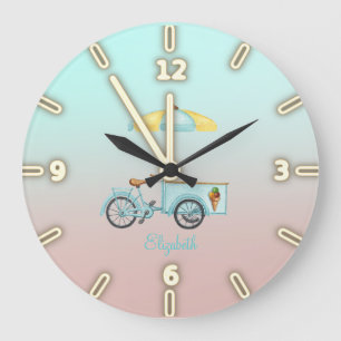 Adorable Cool Ice Cream Bicycle Large Clock