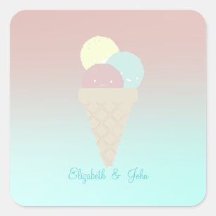 Adorable Cool Ice Cream Cones -Personalised Square Sticker