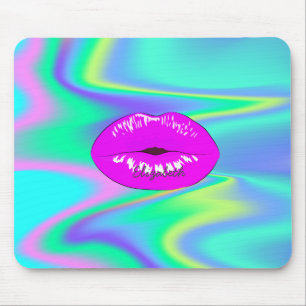 Adorable Cool Lips, Holographic Rainbow Mouse Mat