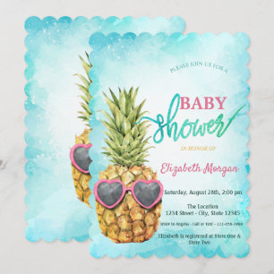 Adorable Cool Pineapple Tropical  Baby Shower  Invitation
