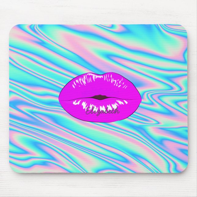 Adorable Cool Trendy Lips, Holographic Mouse Mat (Front)