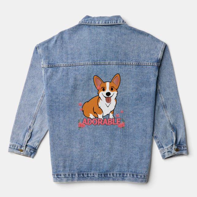 Adorable Corgi Denim Jacket (Back)