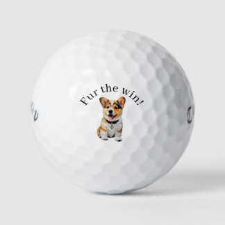 Adorable Corgi 'Fur the Win!' Dog Lovers Golf Balls