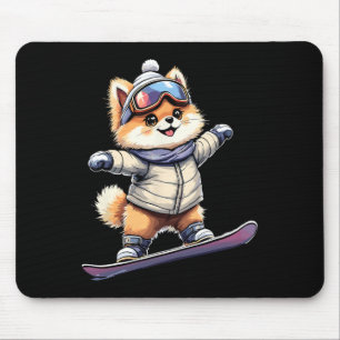 Adorable Corgi Snowboarding Fun Winter Adventure Mouse Mat