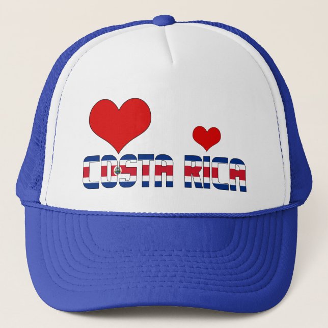 Adorable Costa Rica Flag Hearts Patriotic Trucker Hat (Front)