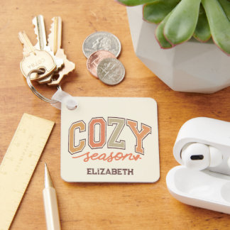 Adorable "Cosy Season" Personalised Key Ring