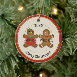 Adorable Couple Gingerbread Ornament w Year