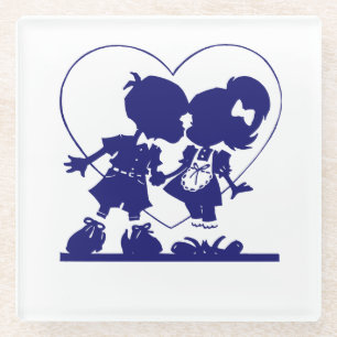 Adorable Couple in Love ❤  Glass Coaster