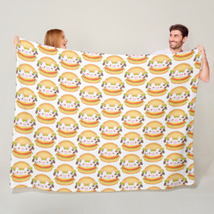 Adorable Cow Hamburger  Fleece Blanket