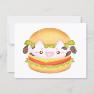 Adorable Cow Hamburger  Postcard