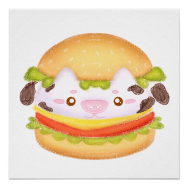Adorable Cow Hamburger  Poster (Front)