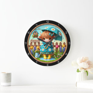 Adorable Cow in Rain Children's Clock