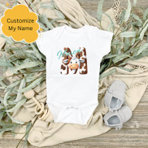 Adorable Cow Letter M Baby Outfit with Custom Name