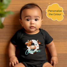 Adorable Cow Letter O Baby Outfit with Custom Name