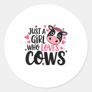 Adorable Cow Lover Design  Classic Round Sticker