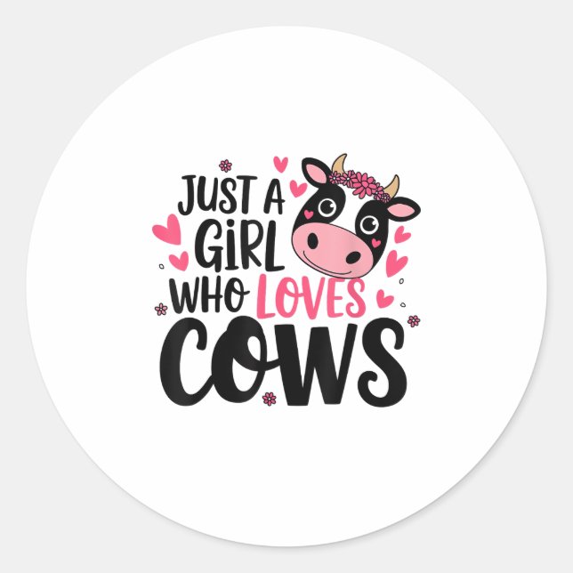 Adorable Cow Lover Design  Classic Round Sticker (Front)