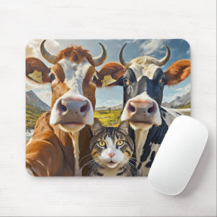 Adorable Cows and Cat Mouse Pad! Mat