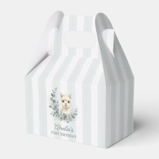 Adorable Cream Watercolor Alpaca Birthday Favour Box
