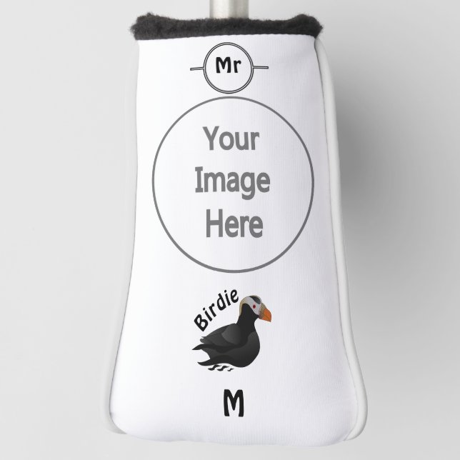 Adorable Crested Puffin Cartoon Swimming Golf Head Cover (Rotate 90)