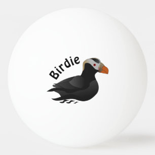 Adorable Crested Puffin Cartoon Swimming Ping Pong Ball