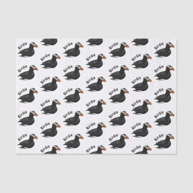 Adorable Crested Puffin Cartoon Swimming Tissue Paper (Front)