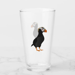 Adorable Crested Puffin Standing Cartoon Glass