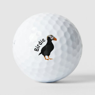 Adorable Crested Puffin Standing Cartoon Golf Balls