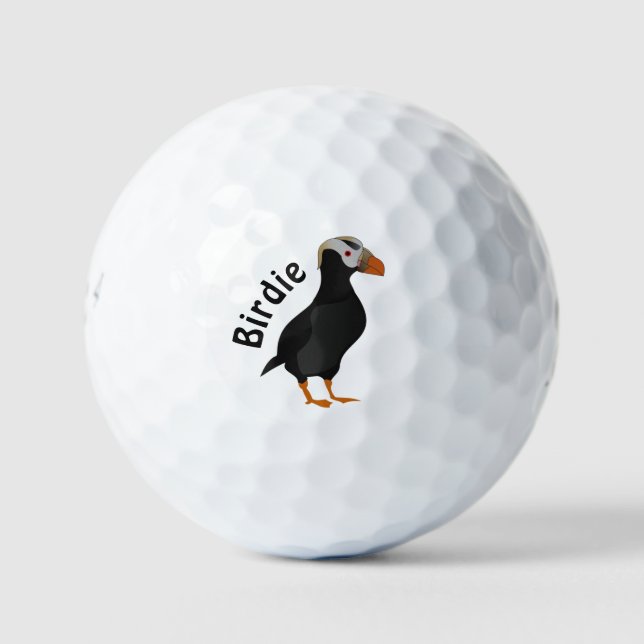 Adorable Crested Puffin Standing Cartoon Golf Balls (Front)