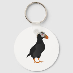 Adorable Crested Puffin Standing Cartoon Key Ring
