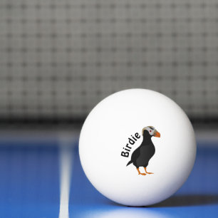 Adorable Crested Puffin Standing Cartoon Ping Pong Ball