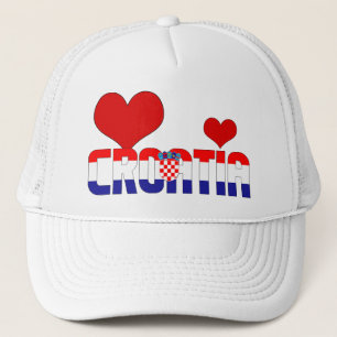 Adorable Croatia Flag Hearts Patriotic Trucker Hat
