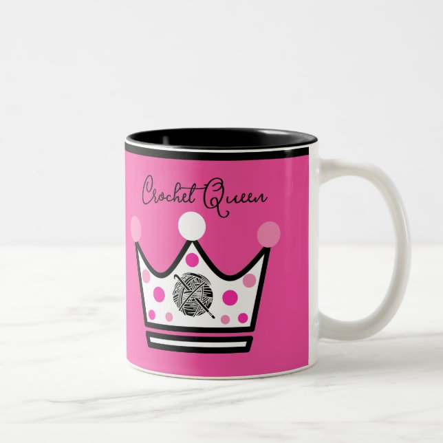 Adorable Crochet Queen Gift  Two-Tone Coffee Mug (Right)