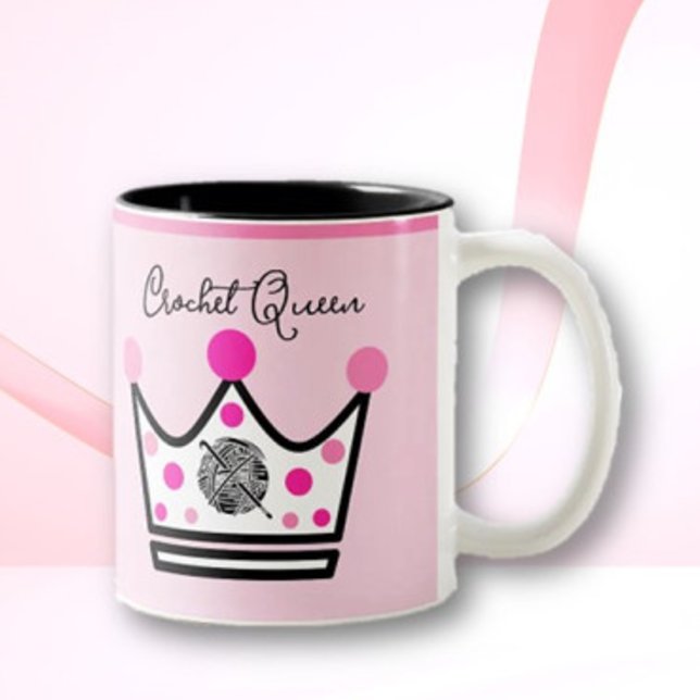 Adorable Crochet Queen Gift  Two-Tone Coffee Mug (Creator Uploaded)