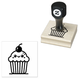 Adorable Cupcake Rubber Stamp