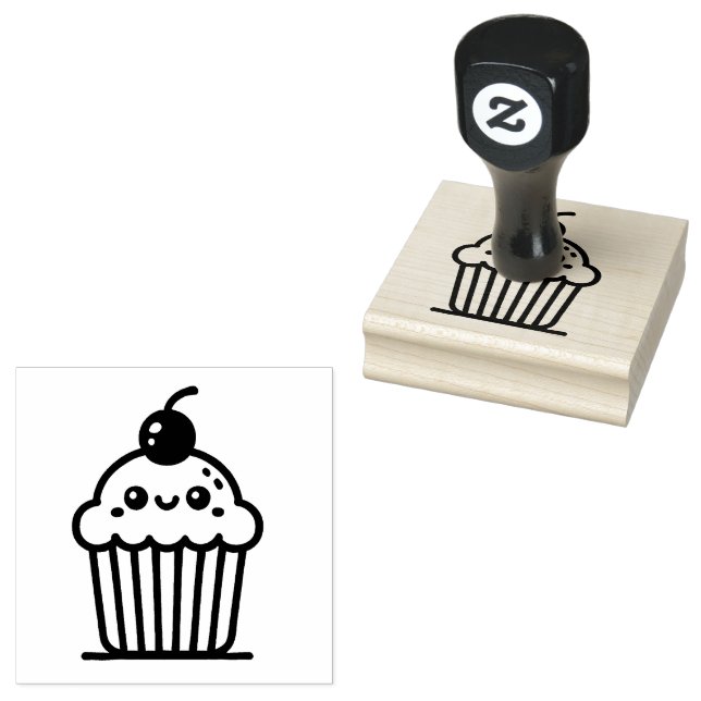 Adorable Cupcake  Rubber Stamp (Stamped)