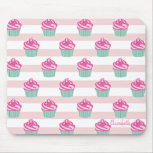 Adorable Cupcakes, Stripes -Personalised Mouse Mat