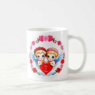 Adorable Cupid Angels Holding Heart Coffee Mug