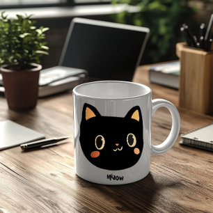 Adorable Custom Black Cat Mug