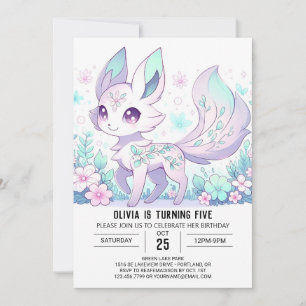 Adorable Custom Fox Digital Birthday Invitation