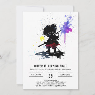Adorable Custom Ninja Boy Digital Birthday Invitation