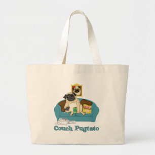 Adorable Customisable Couch Pugtato Tees, Gifts Large Tote Bag