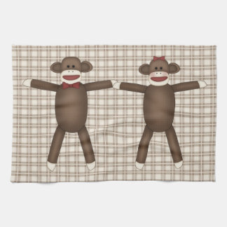Adorable Customisable Sock Monkey Tees, Gifts Tea Towel